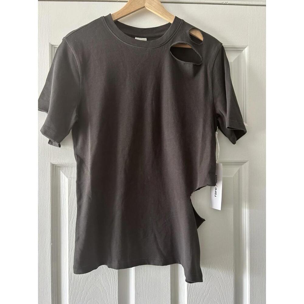 Rare/self WOMENS Deconstructed Gray Cotton Tshirt, Size-3